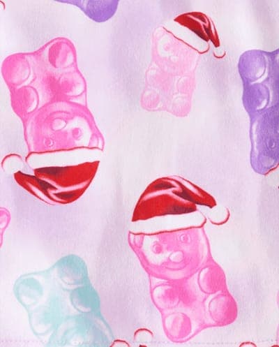 Baby And Toddler Girls Long Sleeve Santa Candy Bear Velour Pajamas 5