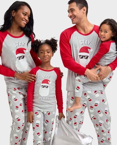 Baby And Toddler Matching Family Glow In The Dark Christmas Long Raglan Sleeve Stay Merry Snug Fit Cotton Pajamas 3