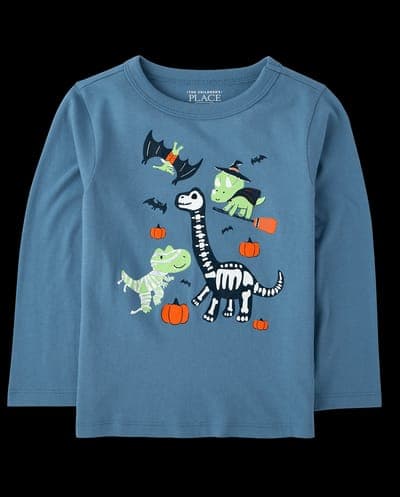 Baby And Toddler Boys Long Sleeve Halloween Dinos Graphic Tee 2