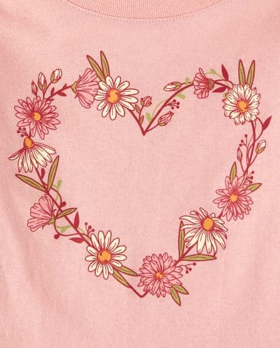 Baby And Toddler Girls Long Sleeve Floral Heart Graphic Tee 3