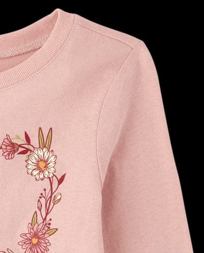 Baby And Toddler Girls Long Sleeve Floral Heart Graphic Tee 4