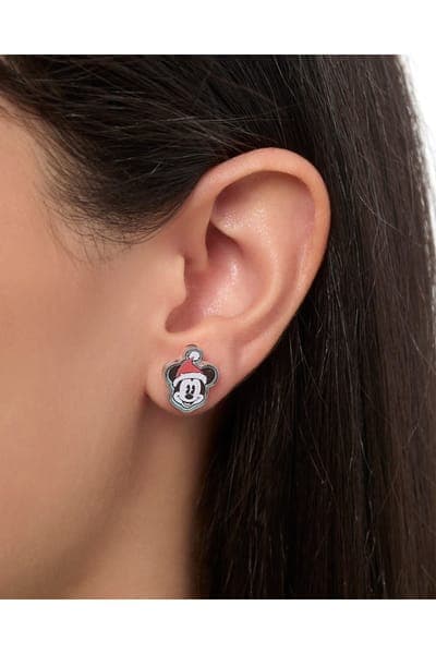 Disney Mickey And Minnie Mouse Holiday Stud Earring Set, Mickey Santa, Peppermint Minnie And Gift Box 4