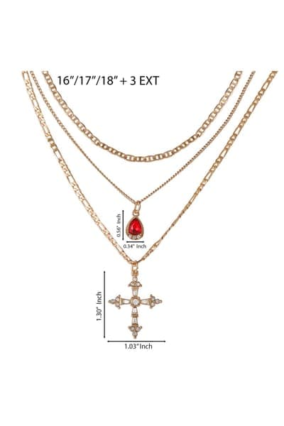 Jessica Simpson Layered Cross & Gem Necklace 3