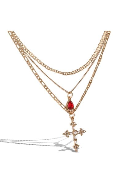 Jessica Simpson Layered Cross & Gem Necklace 5