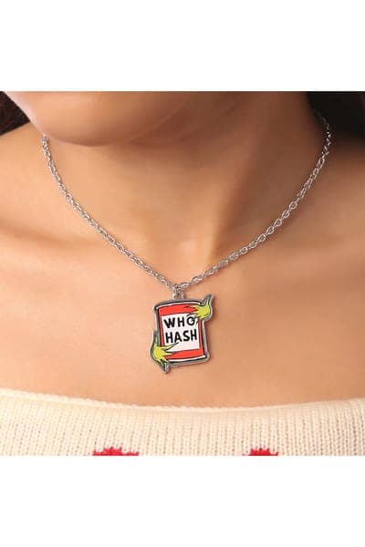 Dr. Seuss The Grinch Who Hash Necklace, 16"+3" 2