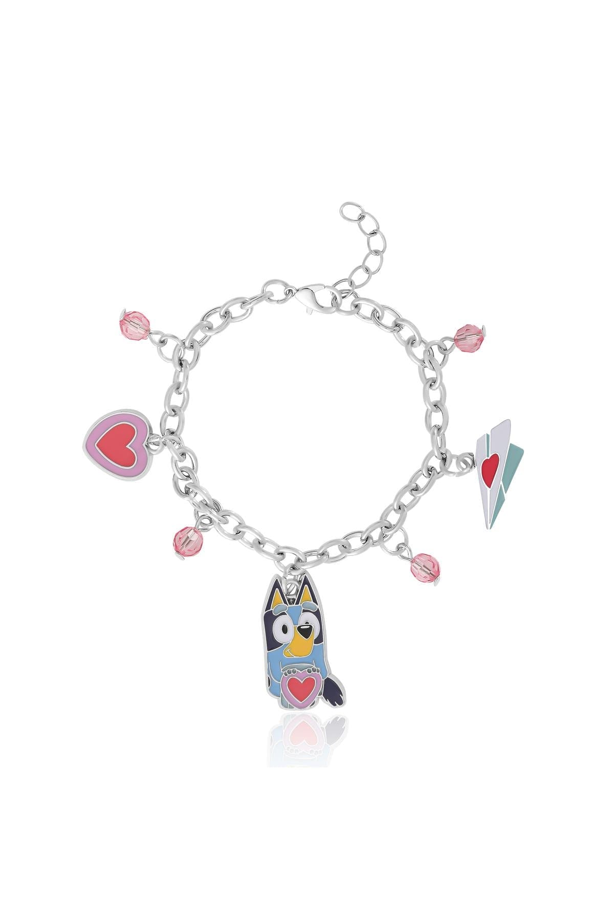 BLUEY Charm Bracelet, Silver-Tone, Heart & Love Letter Charms