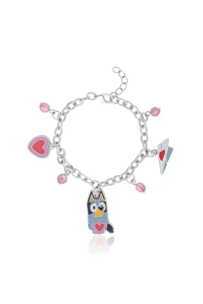 BLUEY Charm Bracelet, Silver-Tone, Heart & Love Letter Charms 1