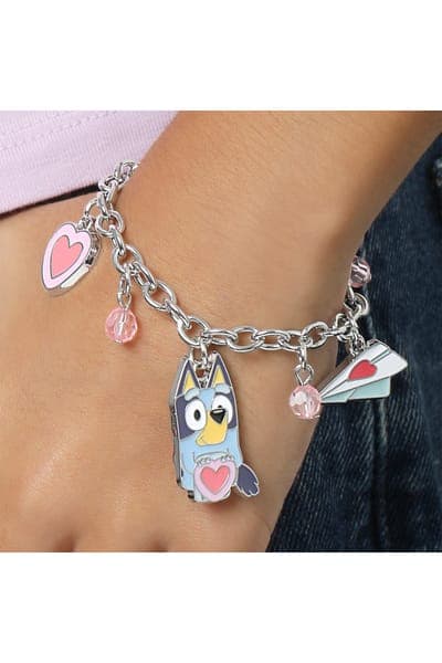 BLUEY Charm Bracelet, Silver-Tone, Heart & Love Letter Charms 2