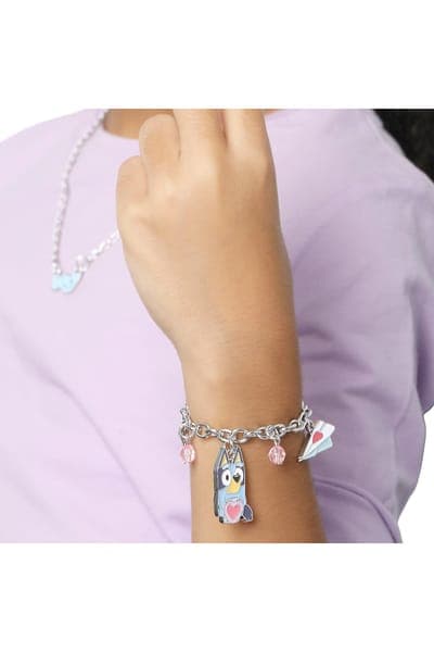 BLUEY Charm Bracelet, Silver-Tone, Heart & Love Letter Charms 3