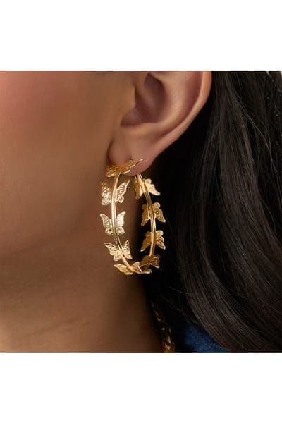 Jessica Simpson 3-piece Gold-tone Hoop Earring Set With Butterfly Details 3
