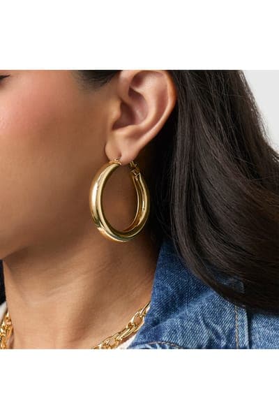 Jessica Simpson 3-piece Textured Gold-tone Hoop Earring Set 3