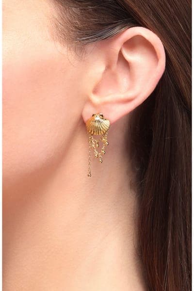 Madewell Shell Stacked Chain Stud Earrings 2