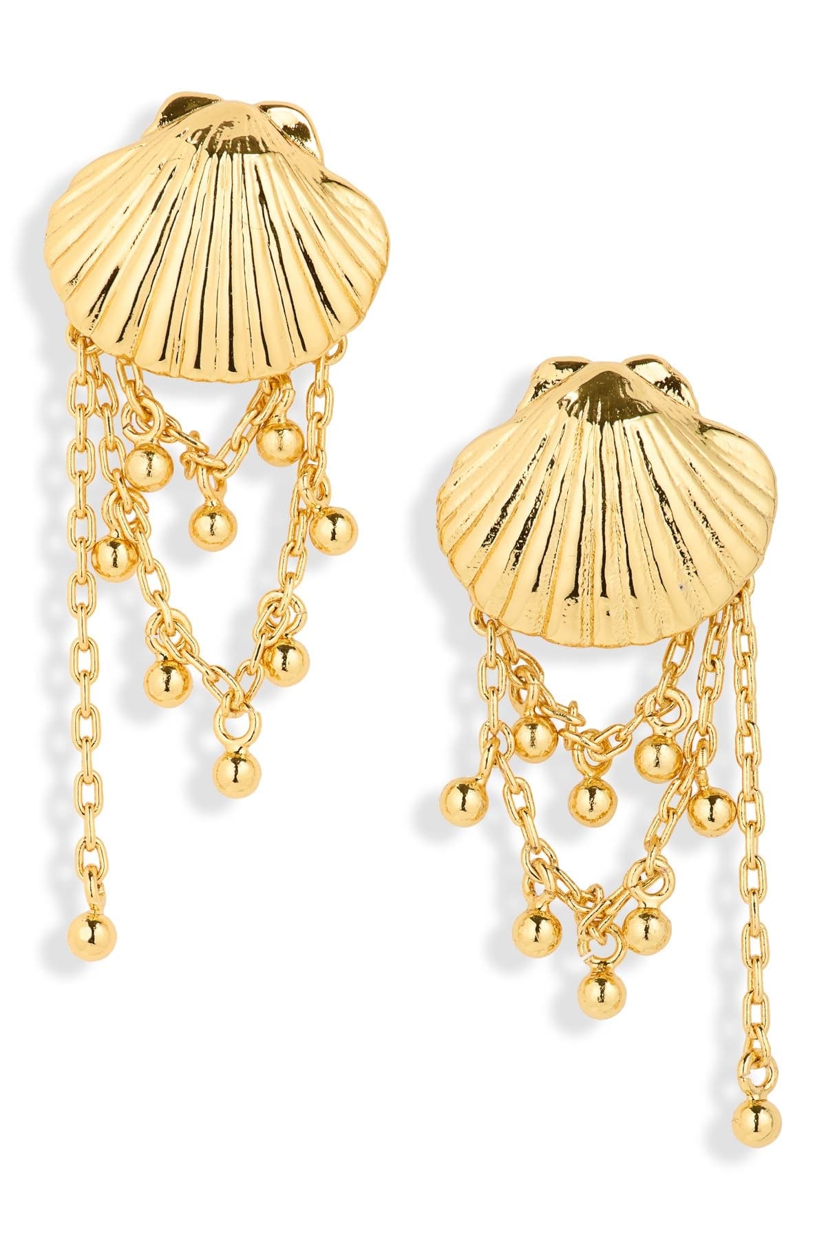Madewell Shell Stacked Chain Stud Earrings