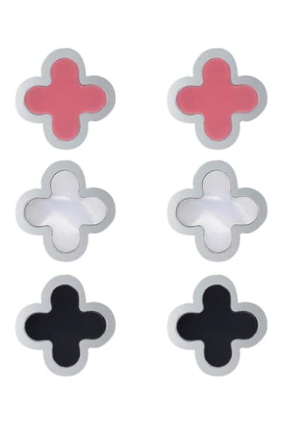 Adornia Set of 3 Clover Stud Earrings 2