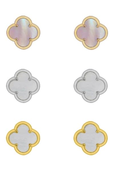 Adornia Set of 3 Clover Stud Earrings 1