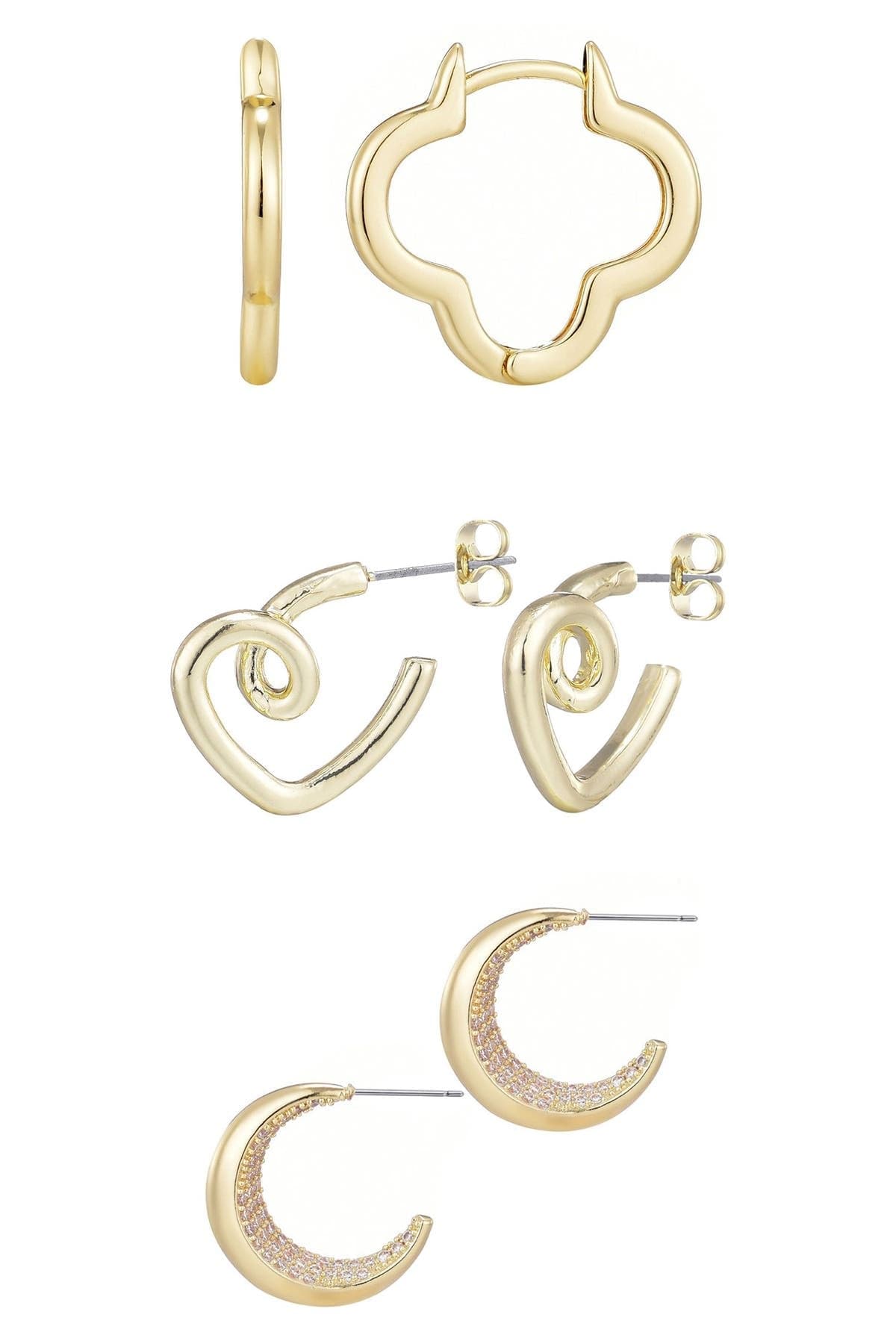 Adornia Set of 3 Assorted Hoop Earrings