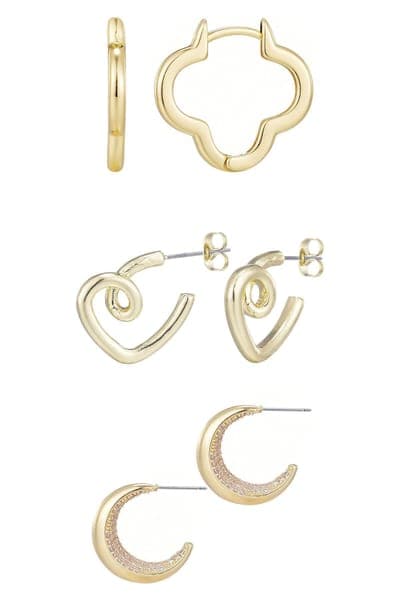 Adornia Set of 3 Assorted Hoop Earrings 1