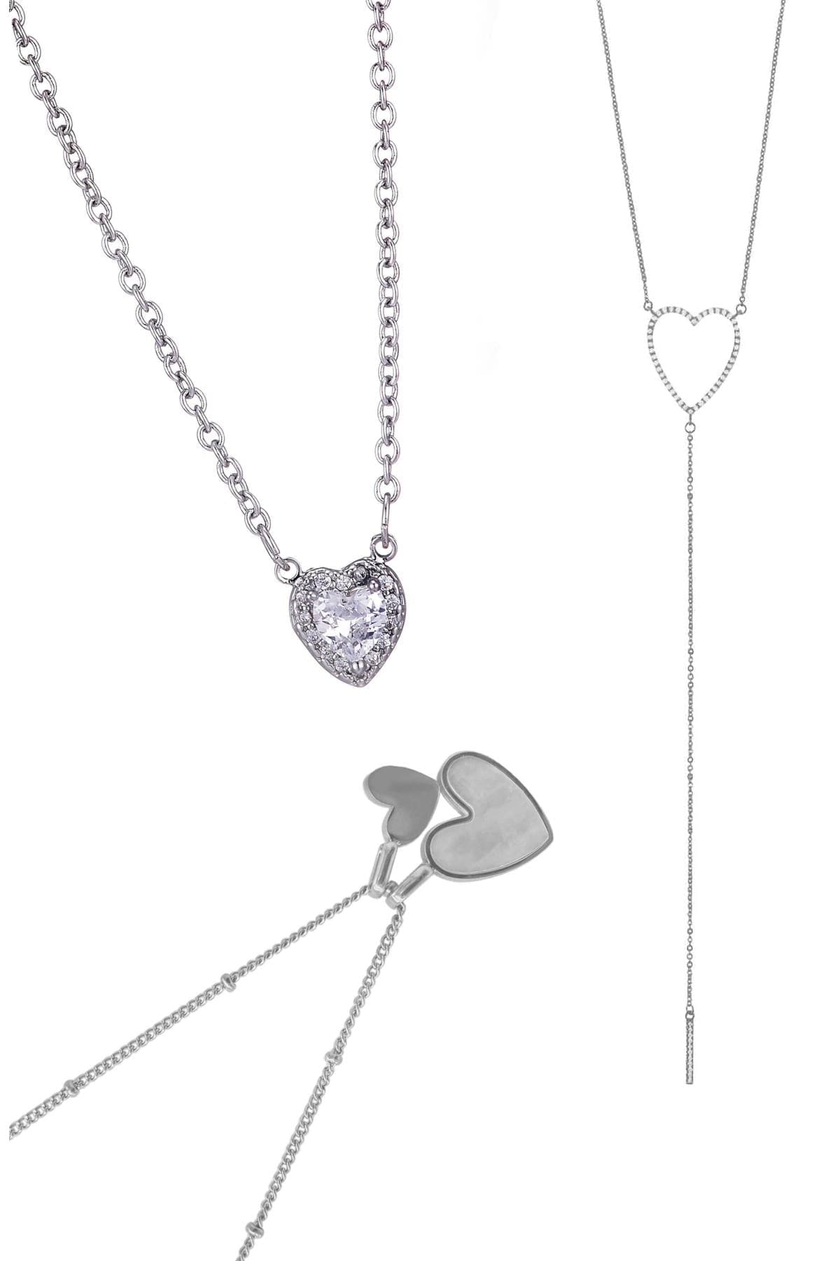 Adornia Set of 3 Assorted Heart Necklaces