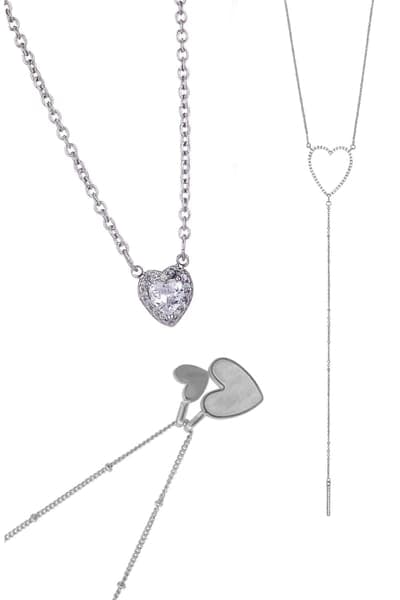 Adornia Set of 3 Assorted Heart Necklaces 1