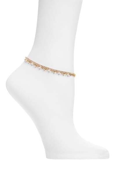 NORDSTROM RACK Double Layer CZ & Faux Pearl Anklet 2