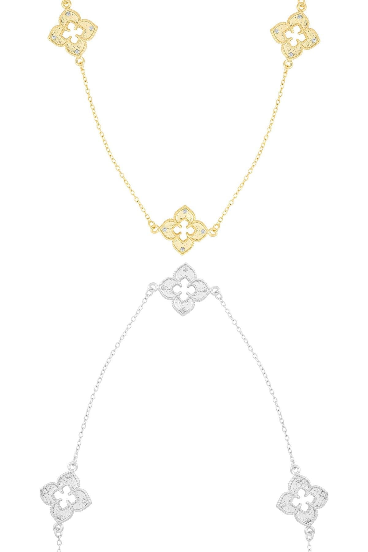 Adornia Set of 2 Renaissance Clover Station Necklaces
