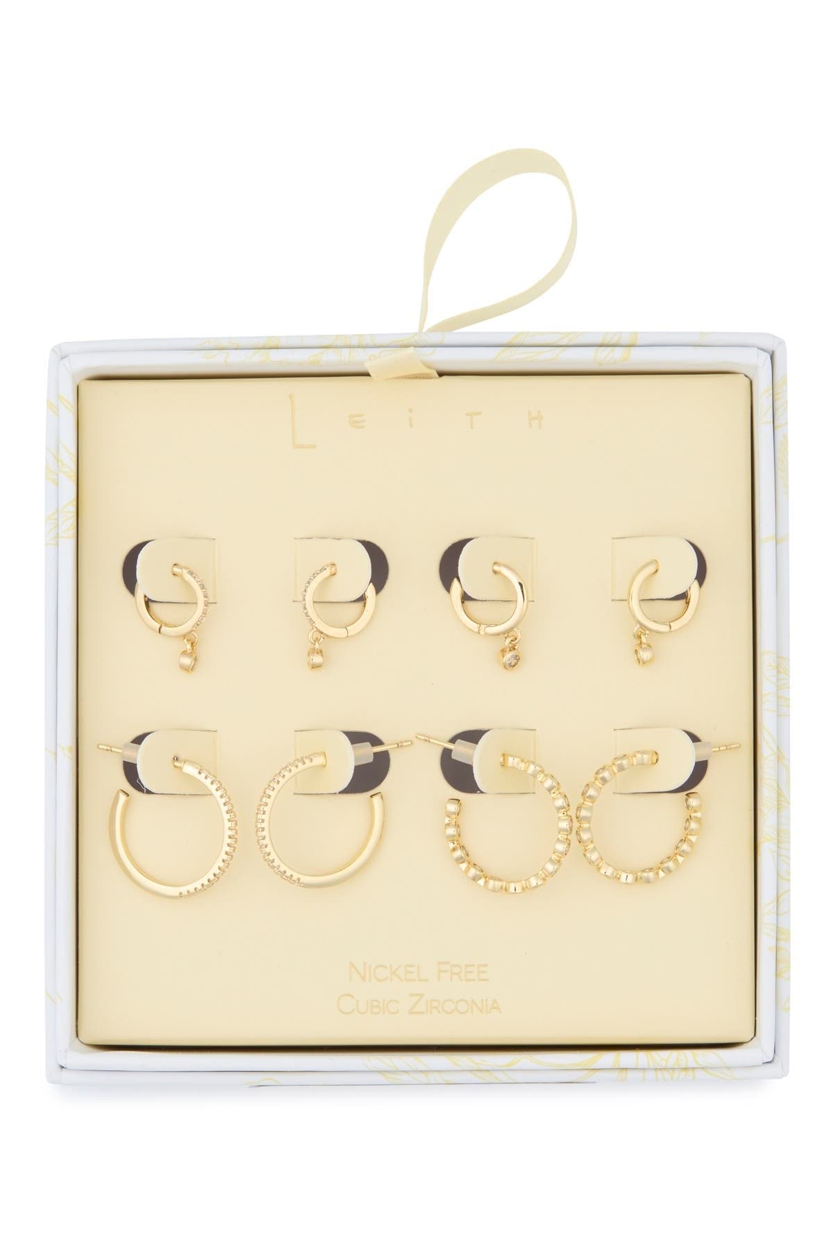 Leith 4-Pair Cubic Zirconia Huggie & Hoop Earrings Set