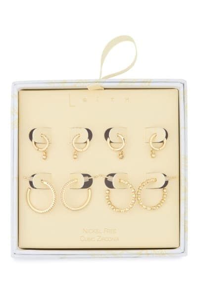 Leith 4-Pair Cubic Zirconia Huggie & Hoop Earrings Set 1