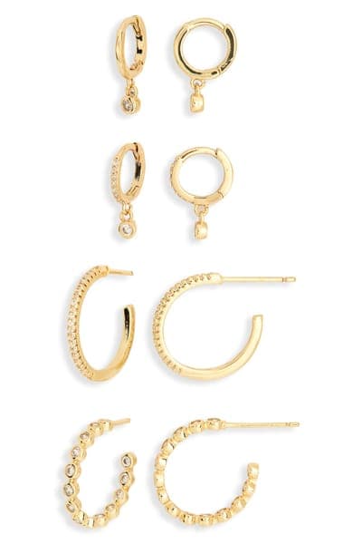Leith 4-Pair Cubic Zirconia Huggie & Hoop Earrings Set 2