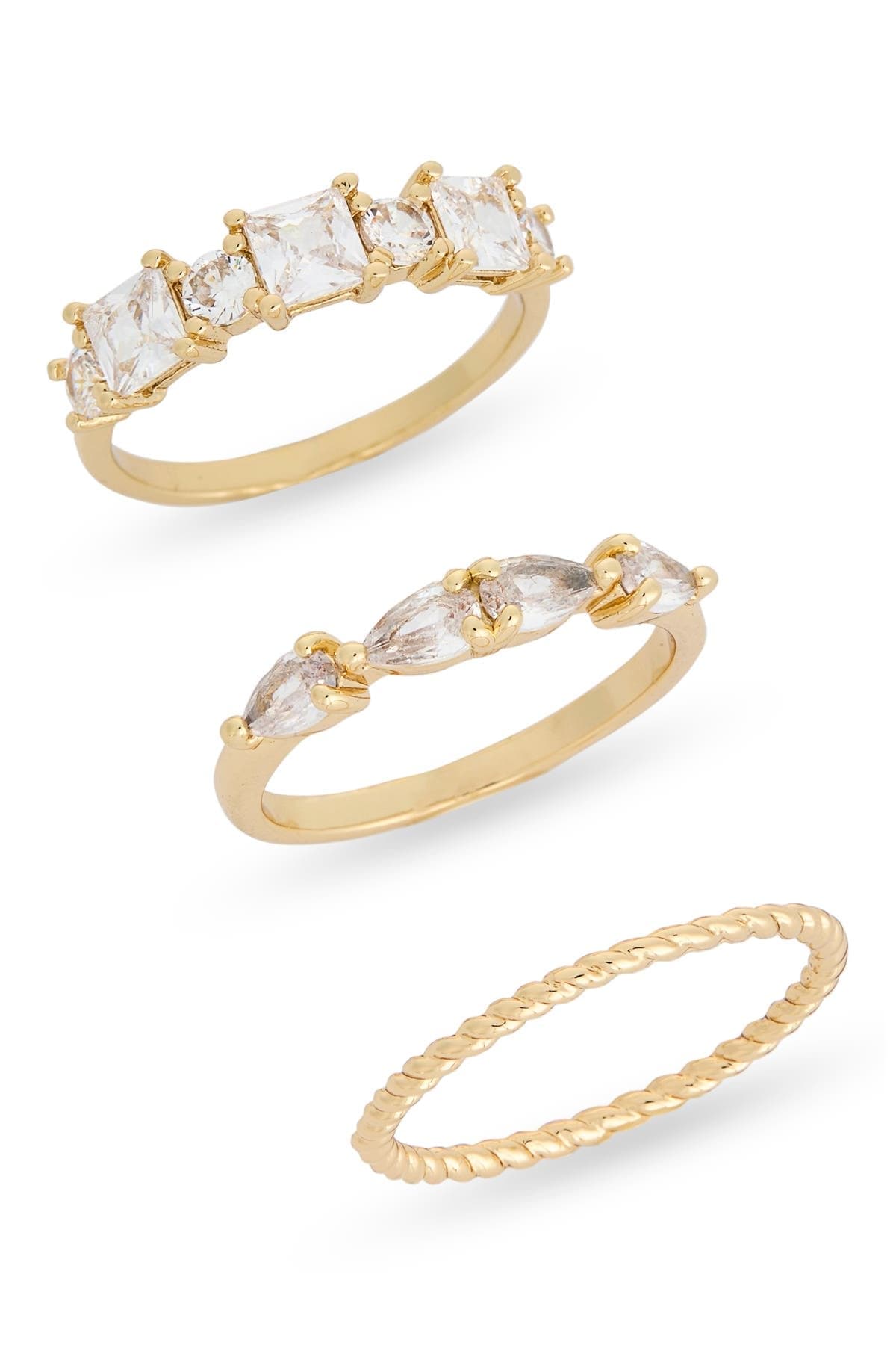 NORDSTROM RACK Set of 3 Cubic Zirconia Stackable Band Rings