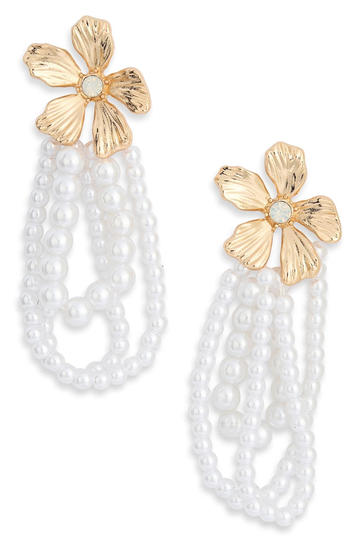 NORDSTROM RACK Floral Faux Pearl Drop Earrings