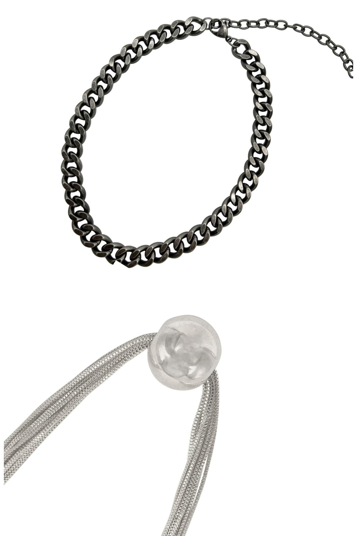 Adornia Set of 2 Assorted Curb Chain & Pendant Necklaces