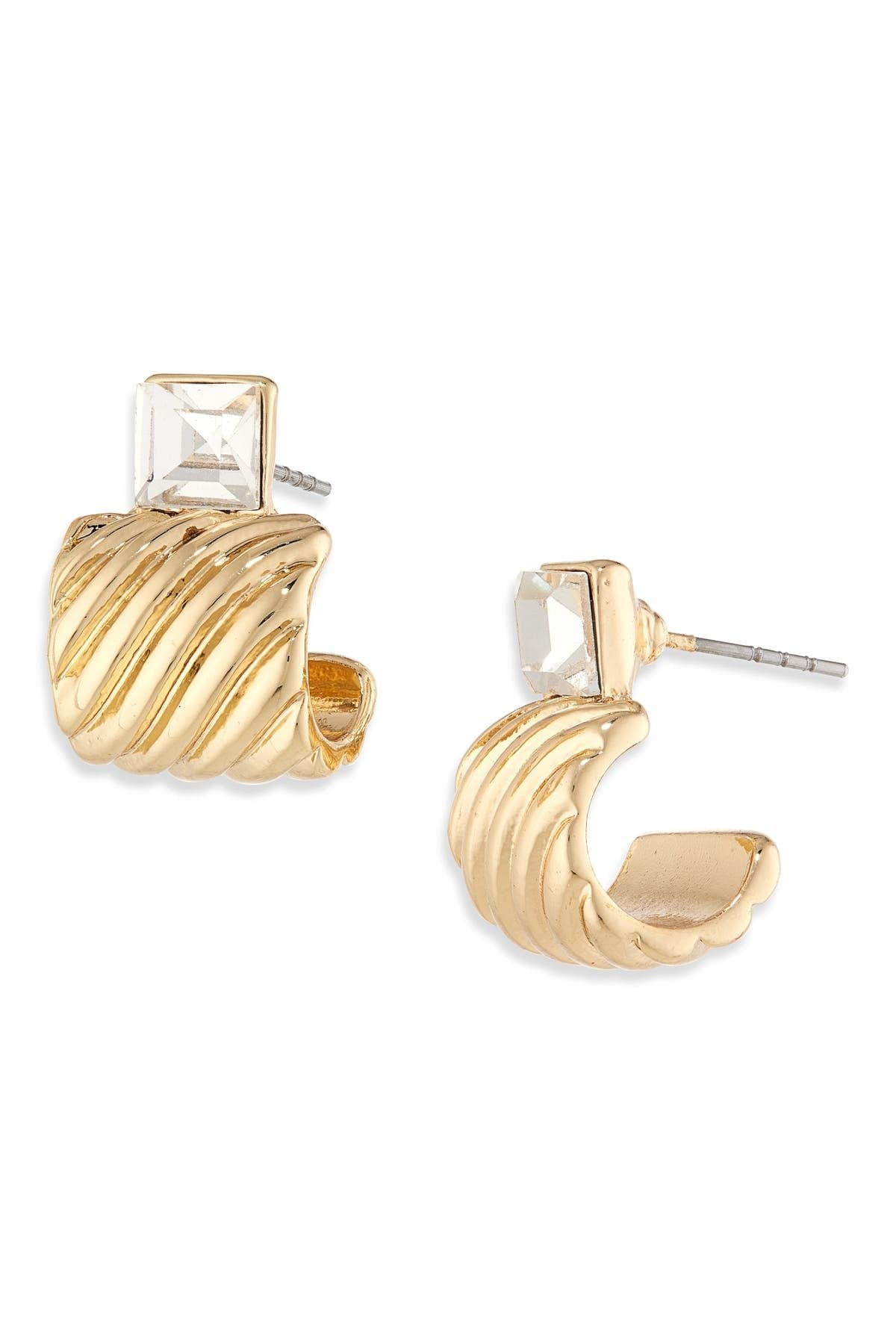 NORDSTROM RACK Square Crystal J Hoop Earrings