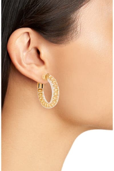 NORDSTROM RACK Resin Beaded Hoop Earrings 4