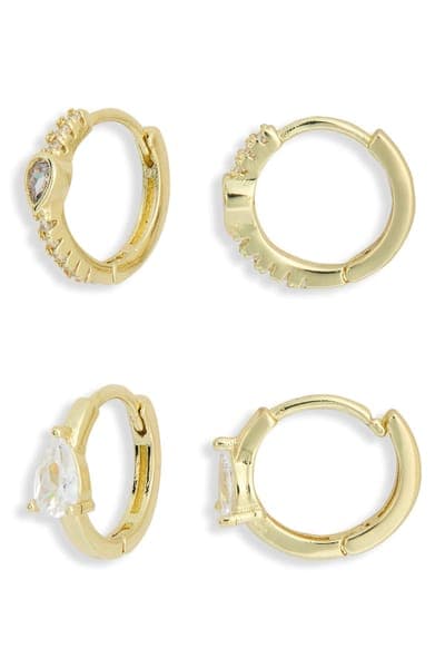 NORDSTROM RACK Set of 2 Assorted Huggie Hoop Earrings 3