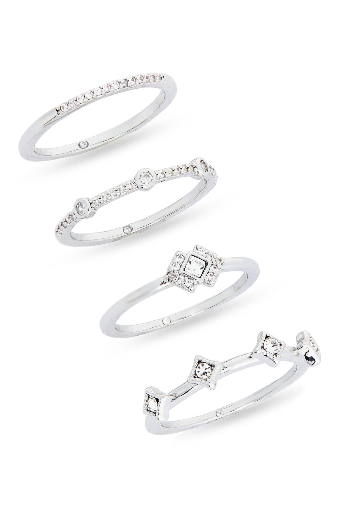 NORDSTROM RACK Set of 4 Cubic Zirconia Stackable Rings
