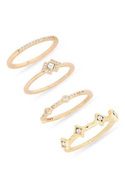NORDSTROM RACK Set of 4 Cubic Zirconia Stackable Rings 3