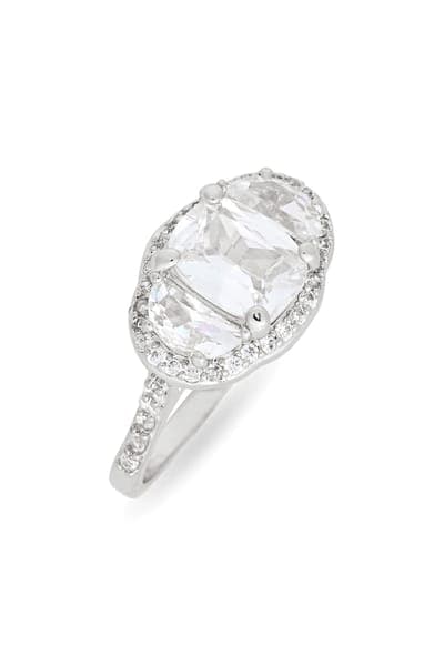 NORDSTROM RACK Cubic Zirconia Oval Halo Ring 1
