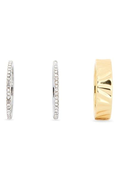 NORDSTROM RACK Set of 3 Textured Cubic Zirconia Band Rings 2