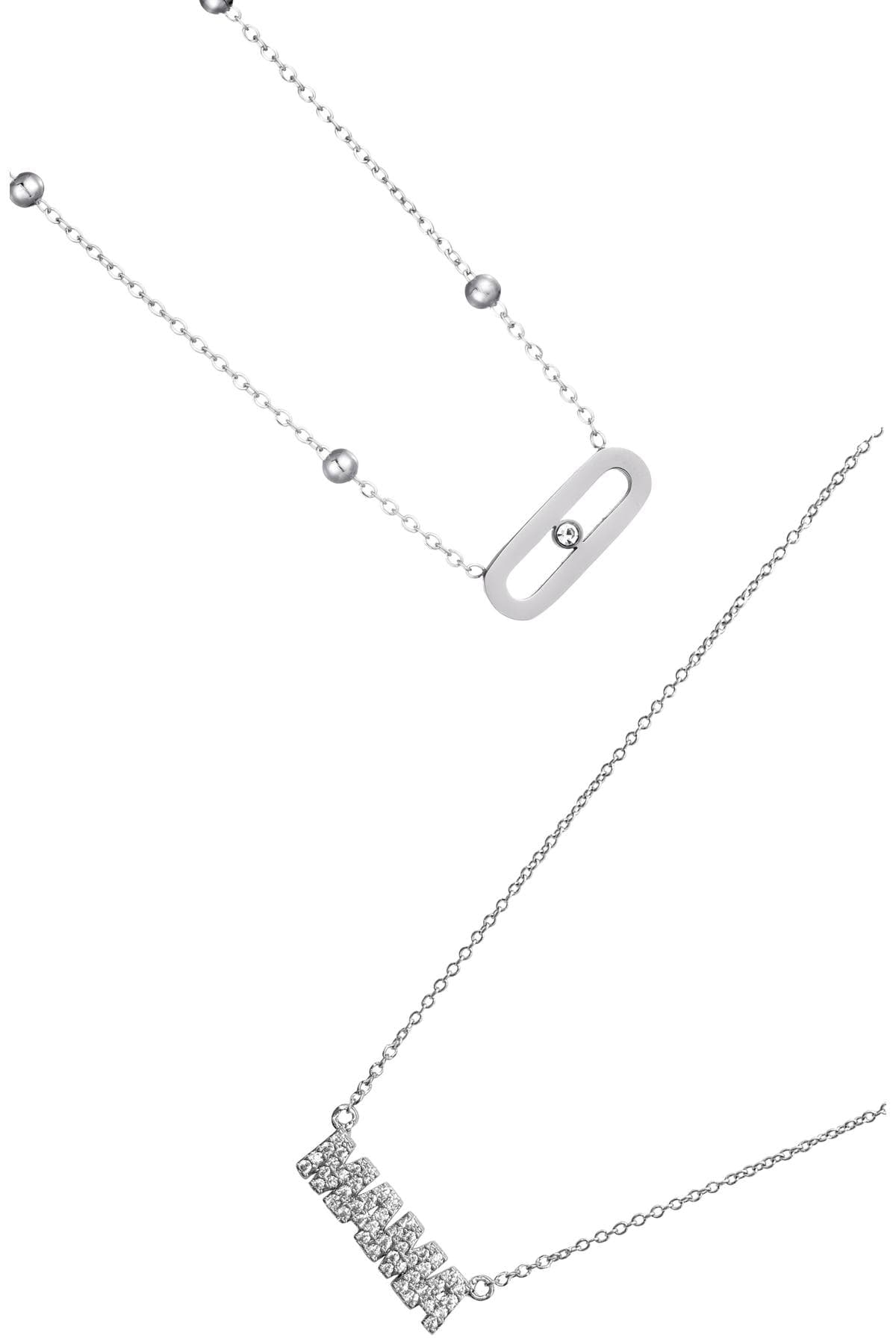 Adornia Set of 2 Mama Bar Pendant Necklaces