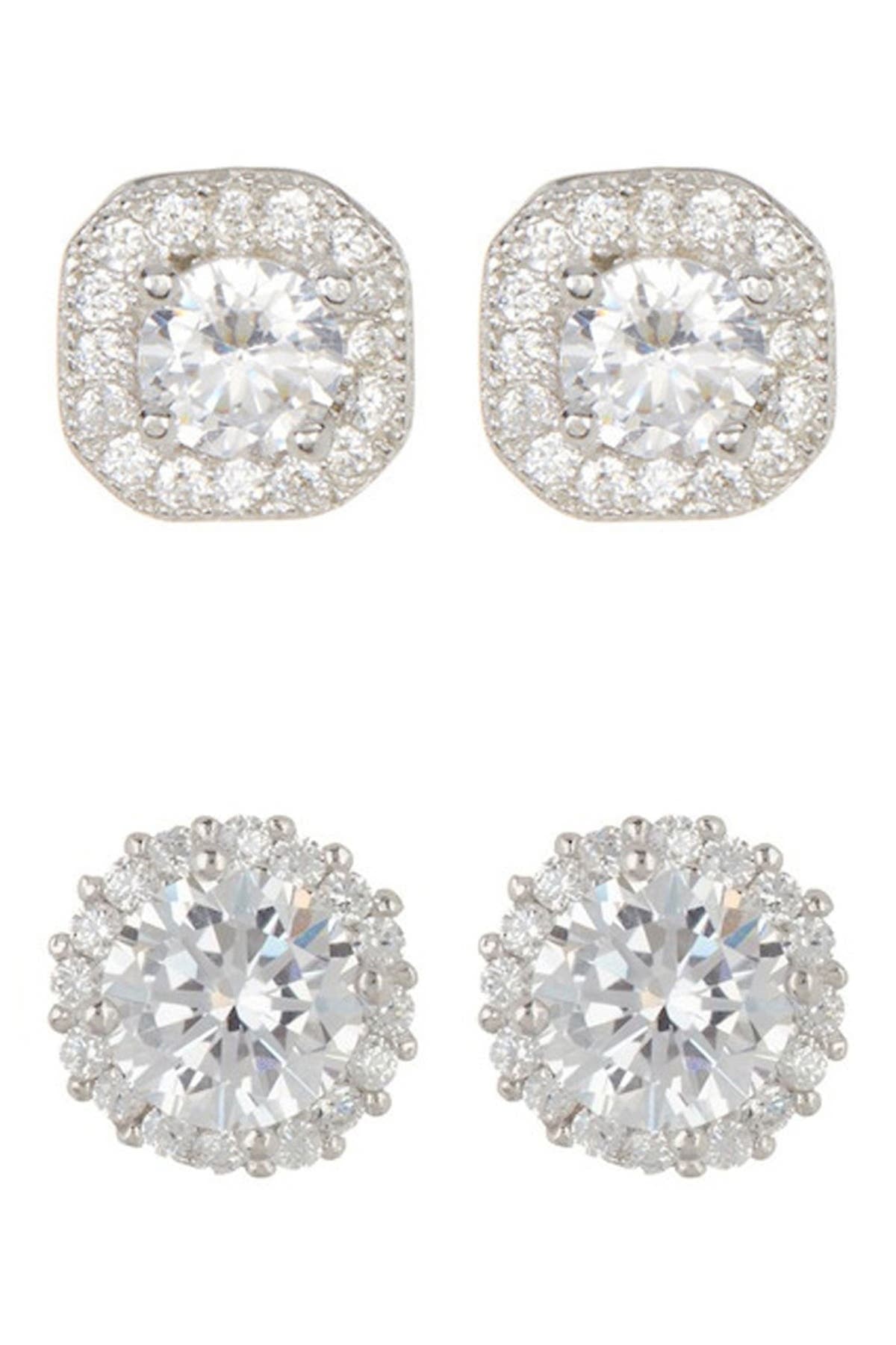 Adornia Set of 2 Assorted Crystal Halo Stud Earrings