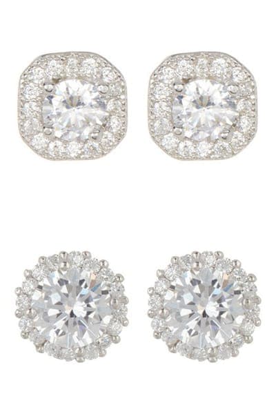 Adornia Set of 2 Assorted Crystal Halo Stud Earrings 1