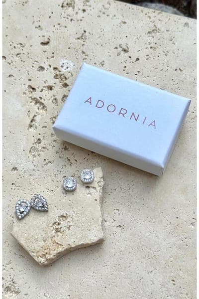 Adornia Set of 2 Halo Cubic Zirconia Stud Earrings 2