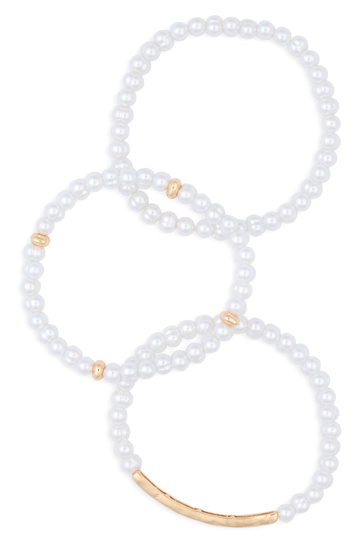 NORDSTROM RACK Set of 3 Faux Pearl Beaded Stretch Bracelets