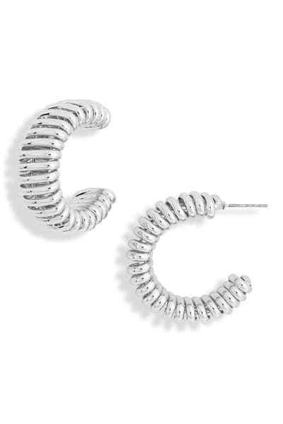 NORDSTROM RACK Ribbed Hoop Earrings 1