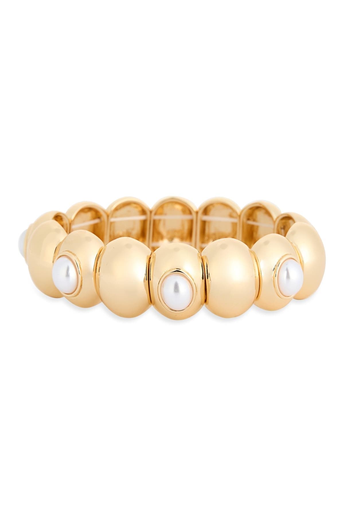 NORDSTROM RACK Faux Pearl Puffy Oval Stretch Bracelet
