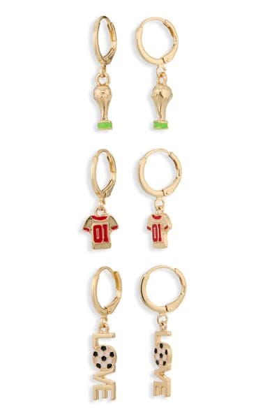 Leith Set of 3 Soccer Charm Hoop Earrings 1
