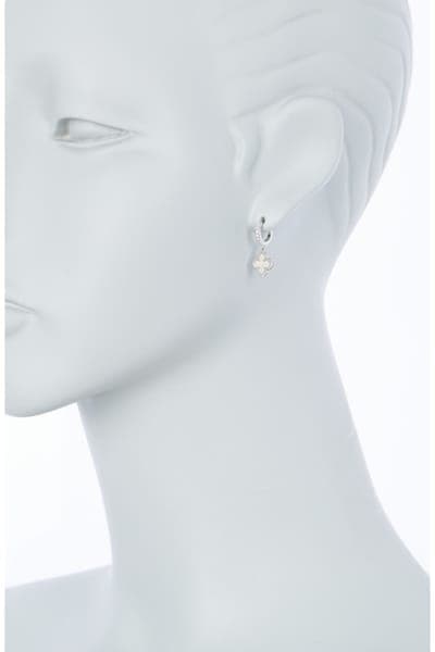 Adornia Swarovski Crystal Huggie Mother-of-Pearl Quatrefoil Drop Earrings Set 2