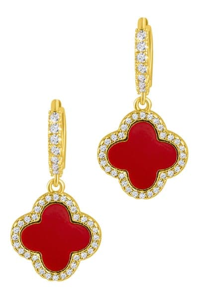 Adornia Crystal Halo Clover Drop Earrings 4