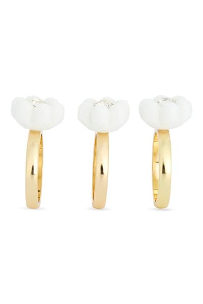 NORDSTROM RACK Set of 3 Crystal & Resin Flower Rings 4