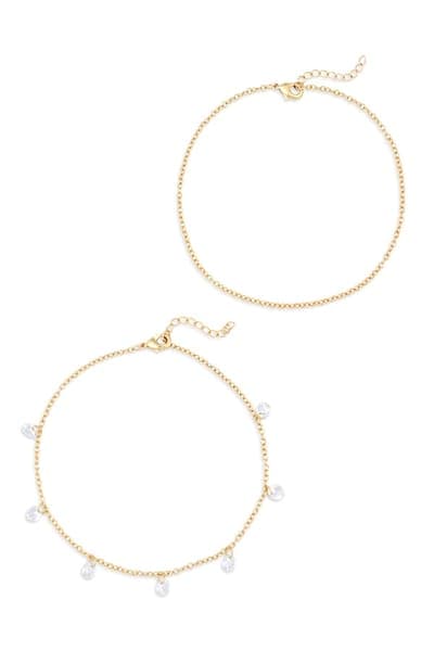 NORDSTROM RACK Set of 2 Cubic Zirconia Charm Anklets 2